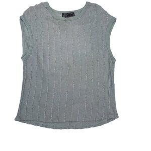 Rochelle California Sage Green Sheer Textured Knit Top XS VTG Y2K Sleeveless top